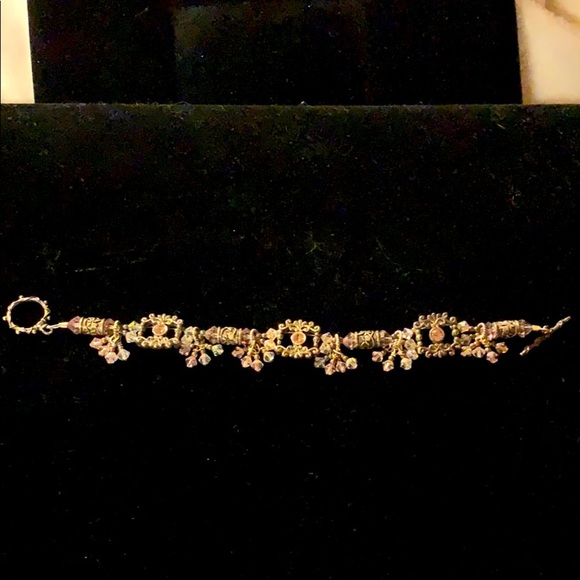 Handcrafted Lavender Crystal and Silver Bracelet - Picture 1 of 7